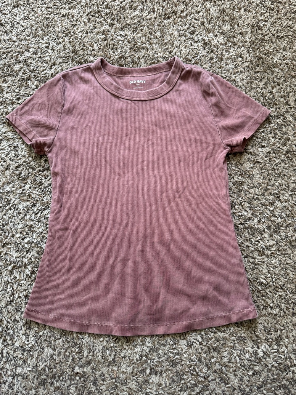 Old Navy Short Sleeve Ribbed Tee in Dusty Rose